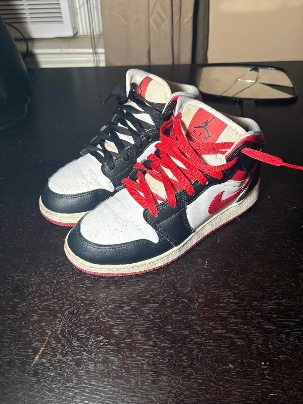 Jordan Black, White & Red High-Top Sneakers
